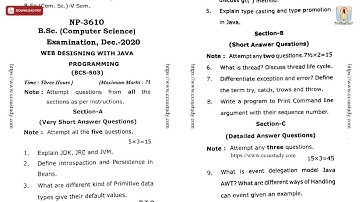 BSC 5TH SEM CS WEB DESIGNING WITH JAVA PROGRAMMING NP DEC 2020 | CCSU