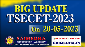 TSECET - 2023 || EXAM DATE ON 20-05-2023 || SAIMEDHA KOTI ||  #saimedhakoti