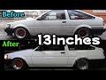 AE86白黒レビンリヤ13インチ化当然ホイールも替えます