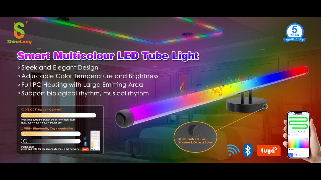 Smart Multicolour LED Tube Light - ShineLong - YouTube