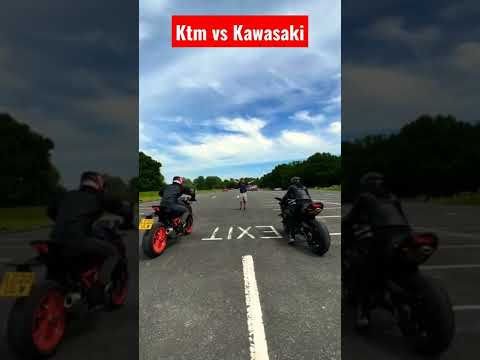 KTM vs Kawasaki Ninja H2 Drag Race #shorts #ktm #kawasakininjah2