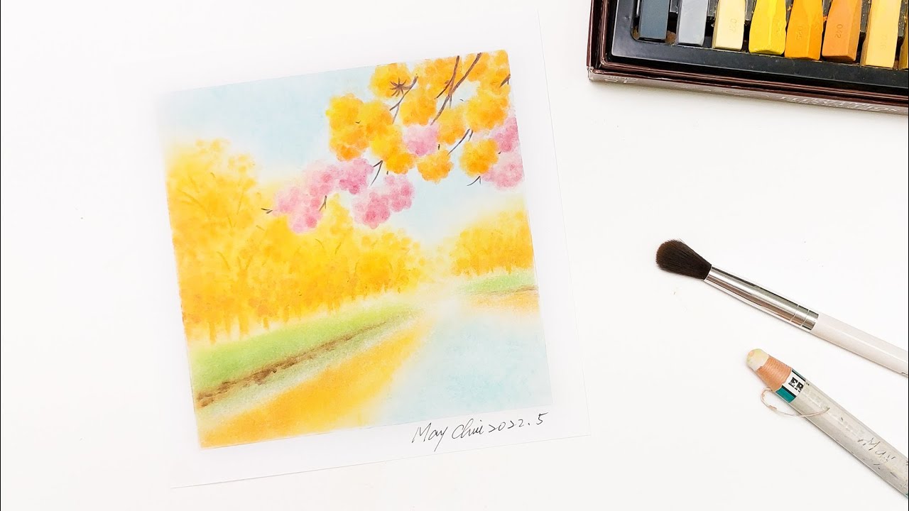 Rosy Trumpet Tree - Easy Soft Pastels Drawing