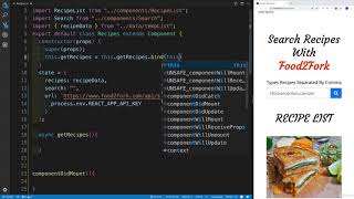 Create Food Recipe App using ReactJs with Ajax Search option - 21 - Recipe Page Ajax Request screenshot 5