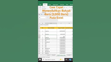 Cara Cepat Menambahkan Banyak Baris (2,000 Baris) di excel #shorts #exceltricks #exceltutorial
