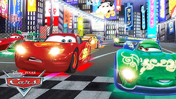 Lightning McQueen Races Against the Neon Racers! ﻿| Read Along | Pixar Cars | @disneyjr