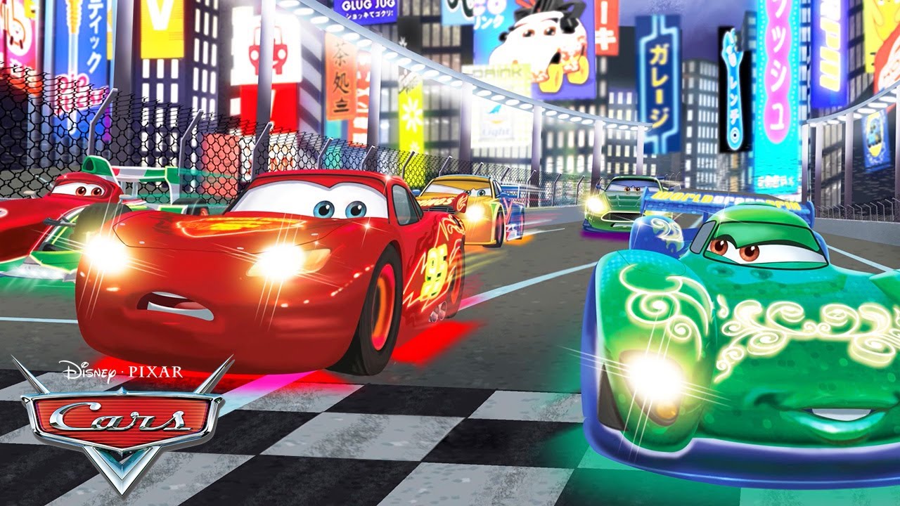 Lightning McQueen Against the Neon Racers! ﻿| Read Along Pixar Cars YouTube