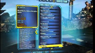 Scrolling through the Badass Rank challenges in Borderlands 2