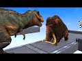 40 Wild Animals vs T Rex DINOSAUR Running Race Down Zigzag Course Animal Revolt Battle Simulator