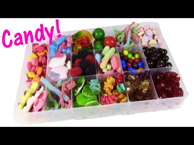 DIY CANDY Survivor BOX! Gumballs Swirly Gummy Candy Chocolate Sixlets Hello  Kitty Pez! Sweets Review 