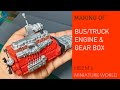 Handmade miniature of bus engine and gearbox with gear lever, fly wheel