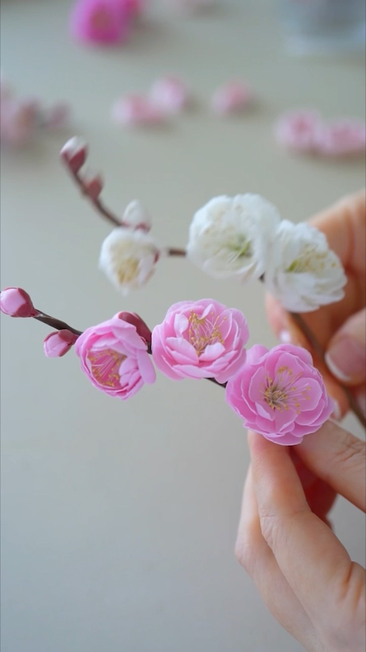 粘土で作る梅の花 DIY Clay Japanese apricot plum blossom #handmade