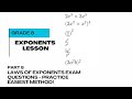 Exponents EXAM Questions Practice: Grade 8 - Easy Method/Tutorial, Part 8