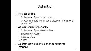 Configuring EHRs: Lecture 4: Building Order Sets