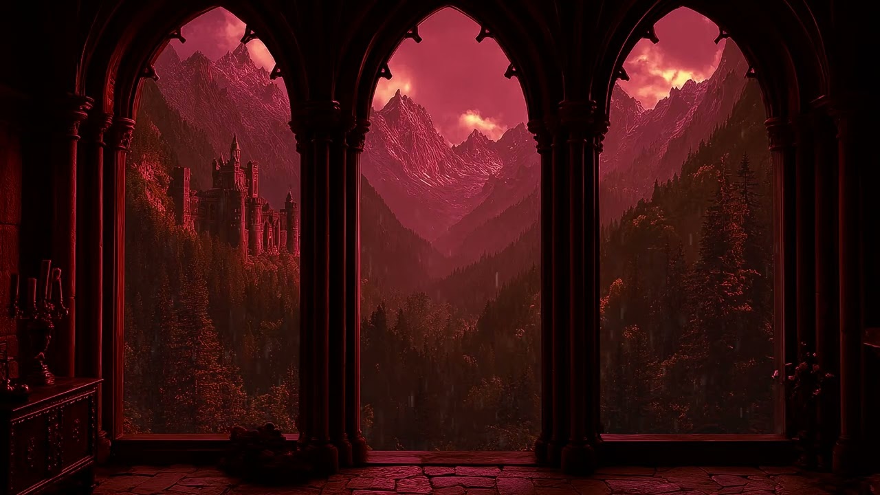 4K Thunderstorm Window: Castle Ambience | Relaxing Thunder & Rain for Deep Sleep & Stress Relief