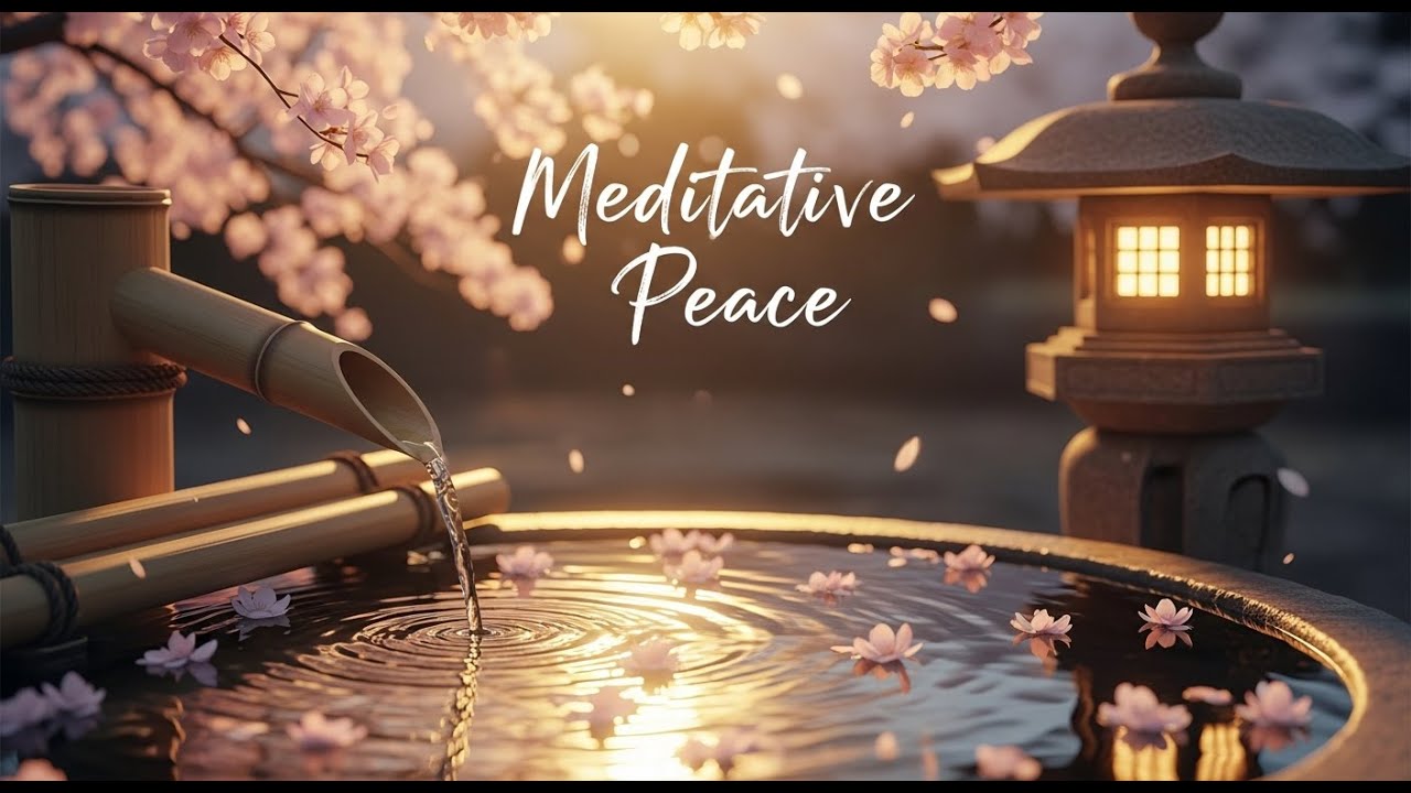 Relaxing Zen River Reflection Bamboo Fountain and Candle Glow for Deep Sleep Meditation Healing Calm