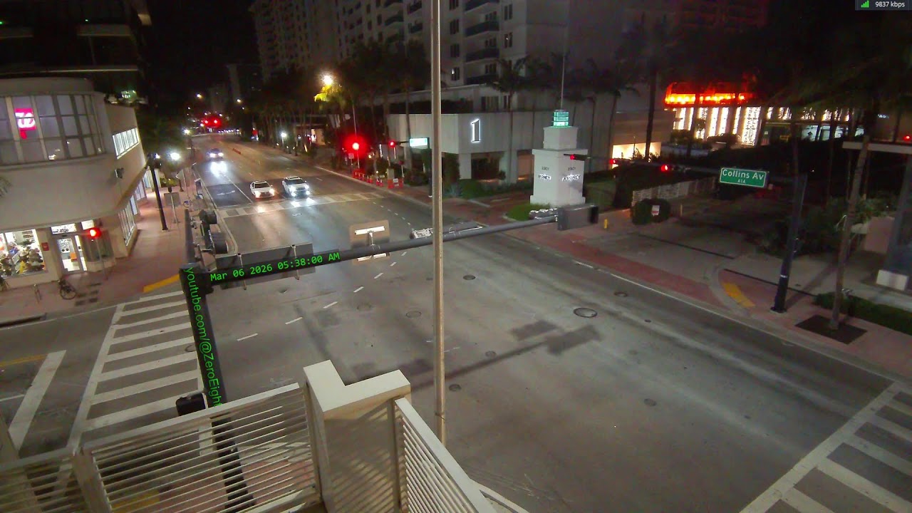 LIVE 4K South Beach, Miami Beach  24/7 Street Cam on Collins Ave