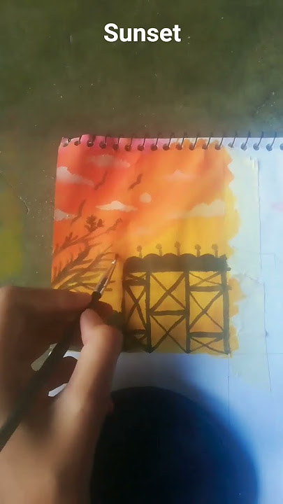 beautiful sunset painting after long time I create painting 🎨👌#paint #painting #diys#art#fun