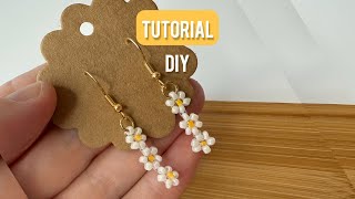 How to Make Simple Daisy Earrings from Beads - Tutorial DIY 🌼