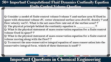MCQ Questions Computational Fluid Dynamics Continuity Equation Finite Control Volume with Answers
