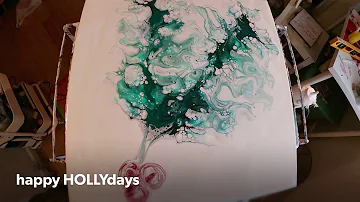 happy HOLLYdays acrylic pour