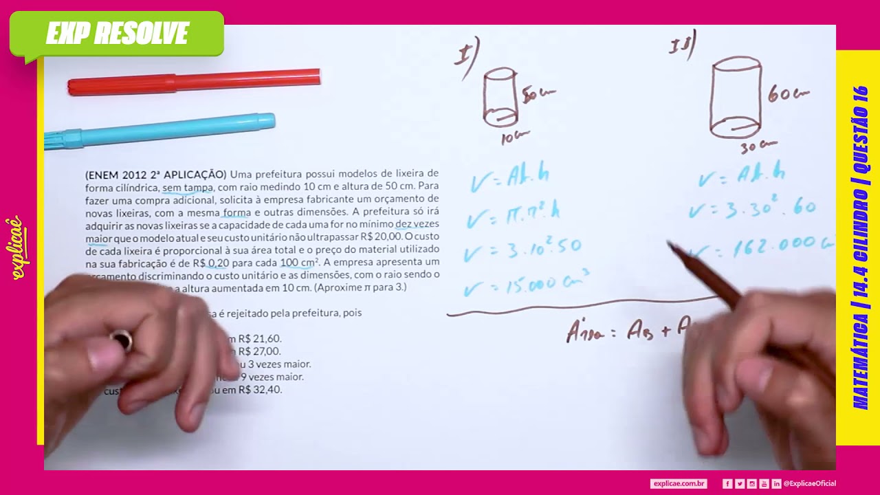 UMA PREFEITURA POSSUI MODELOS DE LIXEIRA DE FORMA CILÍNDRICA, SEM TAMPA, COM RAIO (...) | CILINDRO
