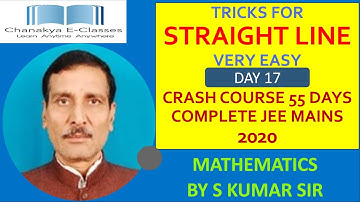 JEE MAINS 2020 |Crash Course for 55 Days| Day 17 |Straight Line | Chanakya E-Classes| Maths |S Kumar