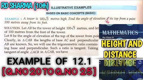 RD SHARMA CLASS 10 HEIGHT AND DISTANCE EXAMPLE OF EX-12.1[Q.NO-20 TO 25]MATH FEAR | CHAPTER12 |CBSE