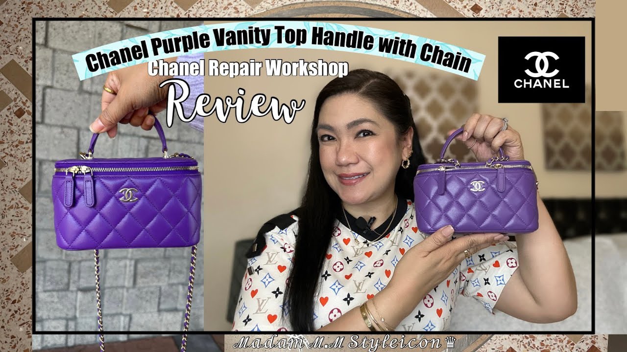 CHANEL PURPLE VANITY TOP HANDLE REPAIR REVIEW *QUALITY ISSUES