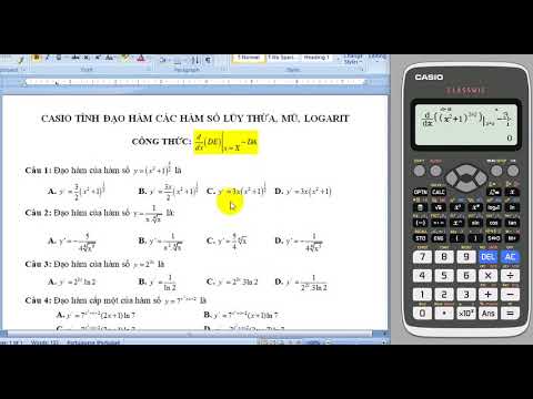 Video Casio tính đạo hàm của hàm số lũy thừa, mũ và logarit - youtube