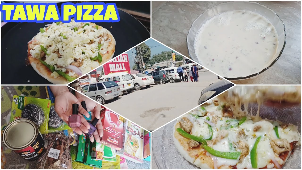 Tawa pizza recipe | weekly grocery  or ghar kay kam | rameem vlogs.