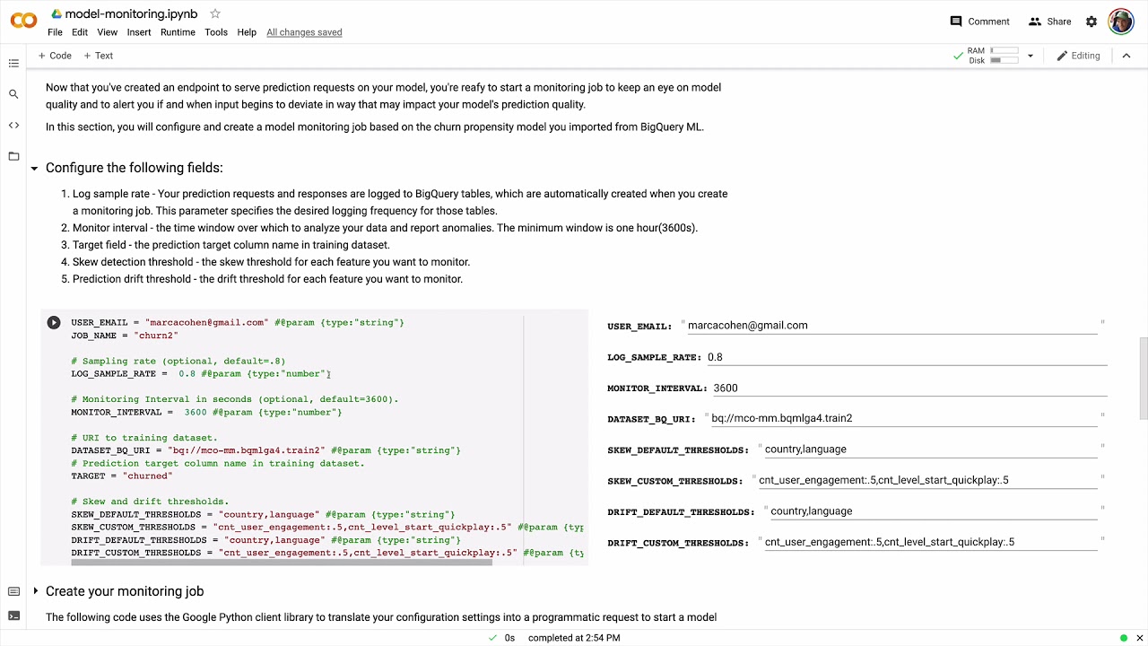 Demo of Google's Vertex AI Model Monitoring
