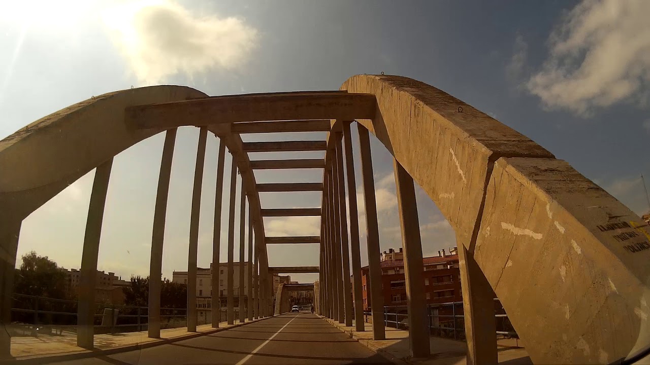 Driving through "Móra d'Ebre", Tarragona, Spain.