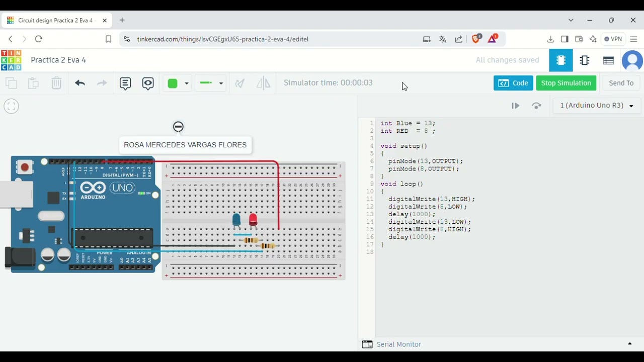 Circuit design Practica 2 Eva 4   Tinkercad