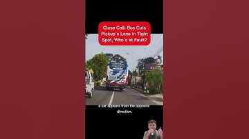 Close Call: Bus Cuts Pickup’s Lane in Tight Spot, Who’s at Fault?” #shorts #automobile #closecall
