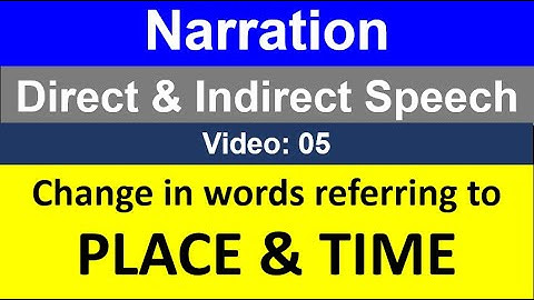 Direct speech & Indirect speech || Narration || Change in the words referring to time & place