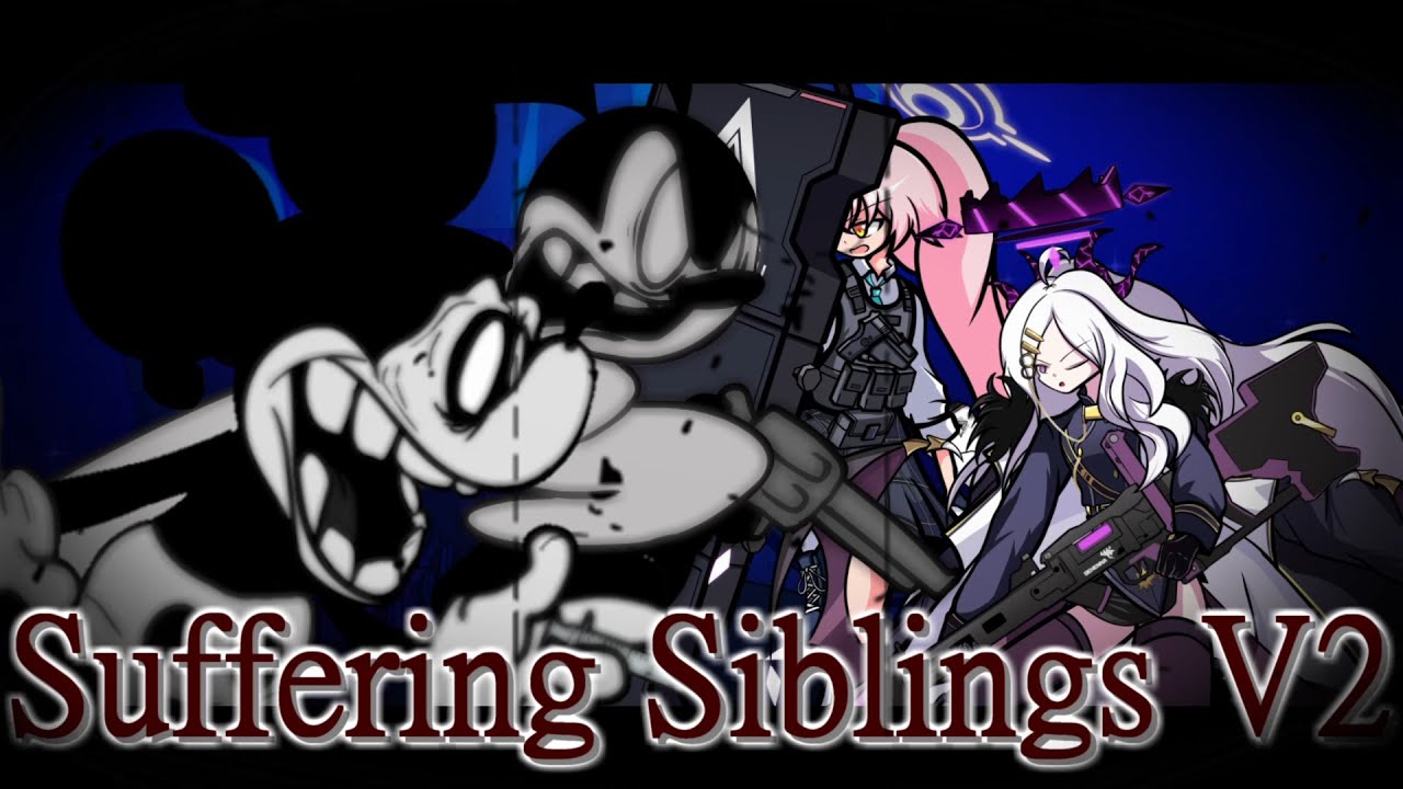 【FNF】Suffering Siblings V2 but Mickey Mouse＆Oswald and Hina＆Hoshino(B) sings it【Blue Archive / ブルアカ】