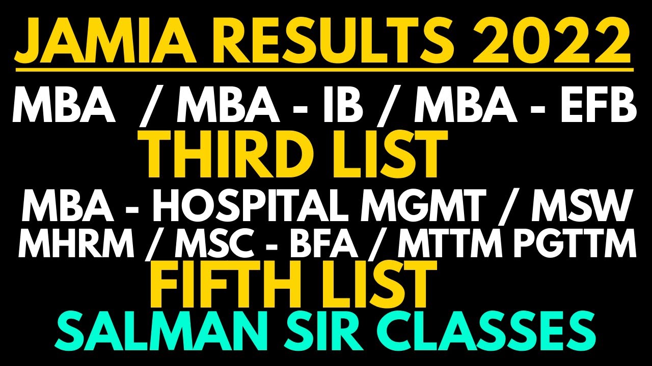 JMI MBA 2022 MBA/ IB / EFB FULL TIME THIRD LIST JMI MBA HOSP MGMT MSW