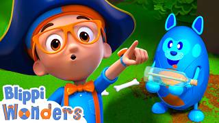 digging up buried treasure blippi wonders moonbug kids learning