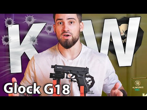 Страйкбольный пистолет KJW Glock G18 (6 мм, GBB, Gas, удлиненный) ствол видео обзор