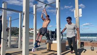 Training to break world record fur pull ups on a towel!