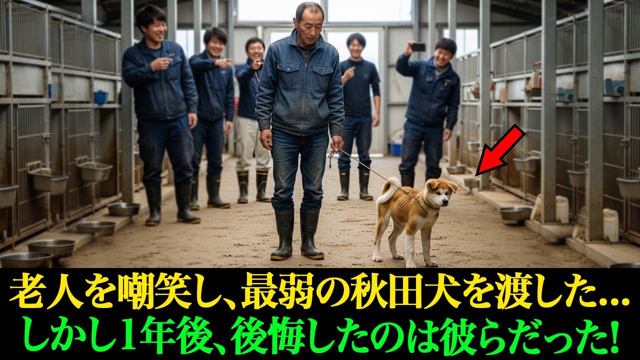 彼らは、老人を嘲笑するために、牧場で一番弱い秋田犬を渡しました...しかし、1年後、後悔するのは彼ら自身だったのです。