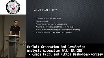 Hack lu 2016 Exploit generation and JavaScript analysis automation with WinDBG