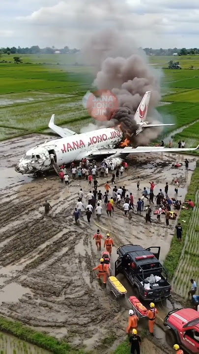 Kejadian mendadak yang bikin heboh: pesawat terdampar di sawah dan langsung terbakar