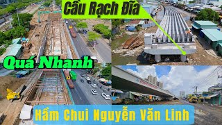 Hầm Chui Nguyễn Văn Linh Triển Khai Quá Nhanh | Cầu Rạch Đĩa Đã Lắp Dầm Cầu 19/5/2024