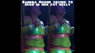 Latina Wrestler Sandra Moone has a nice fat belly (Women Wrestling Belly Videos) 
