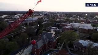 Aerial footage of Nursing and Instructional Building at UNC Greensboro
