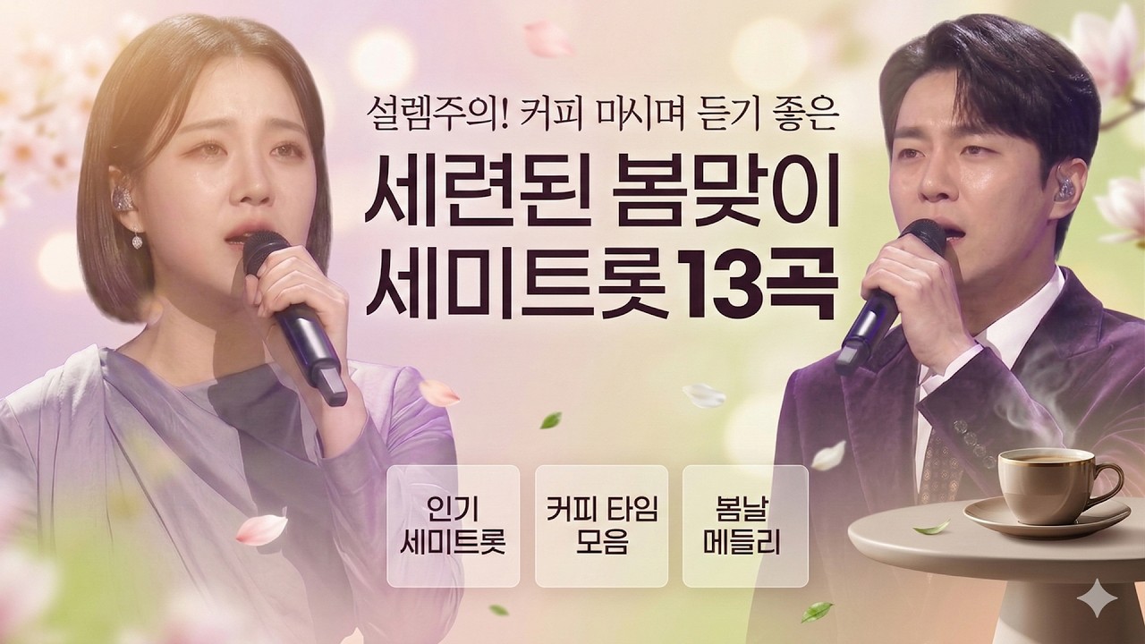 커피 마시며 듣기 좋은 세련된 봄맞이 세미트롯 13곡