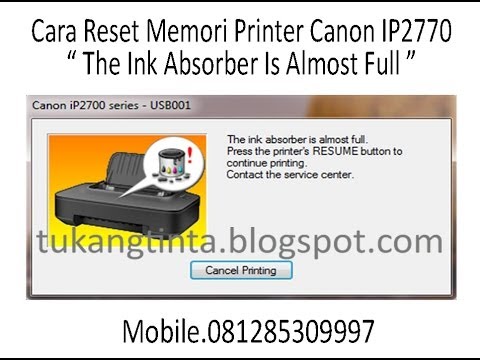 Cara reset printer canon ip2770 lampu resume berkedip 8x, blinking 8 kali, muncul tulisan the ink a. 