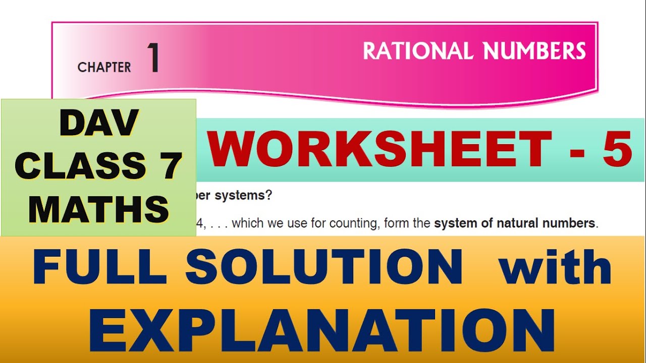 DAV CLASS 7 MATHS CHAPTER 1 | WORKSHEET 5 | SOLUTION | MATHS SOLUTION ...