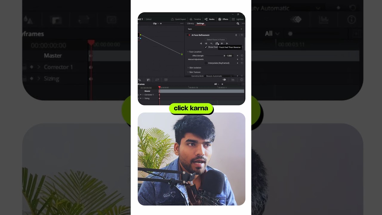 Remove pimples & smooth skin in DaVinci Resolve 😱 Face Refinement tutorial | parsonal frame